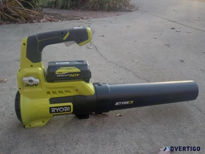 Ryobi 40 volt electric leaf blower with 4ah battery