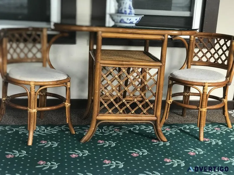 Vintage 60s Rattan Bamboo set