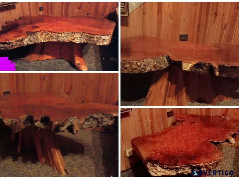 1960s Redwood Burl Coffee Table with Root Base