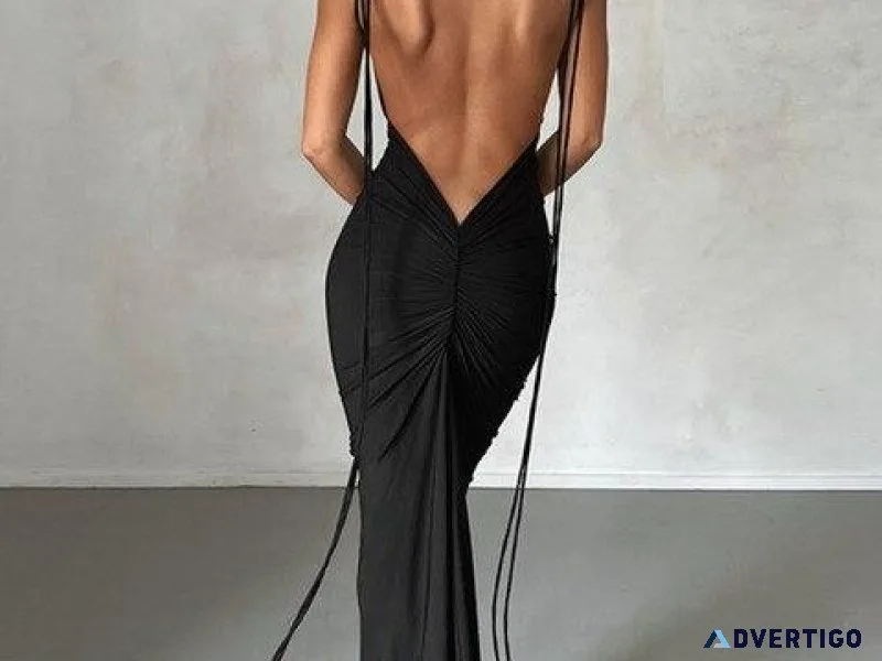 Backless Wrap Hip Long Sling Dress