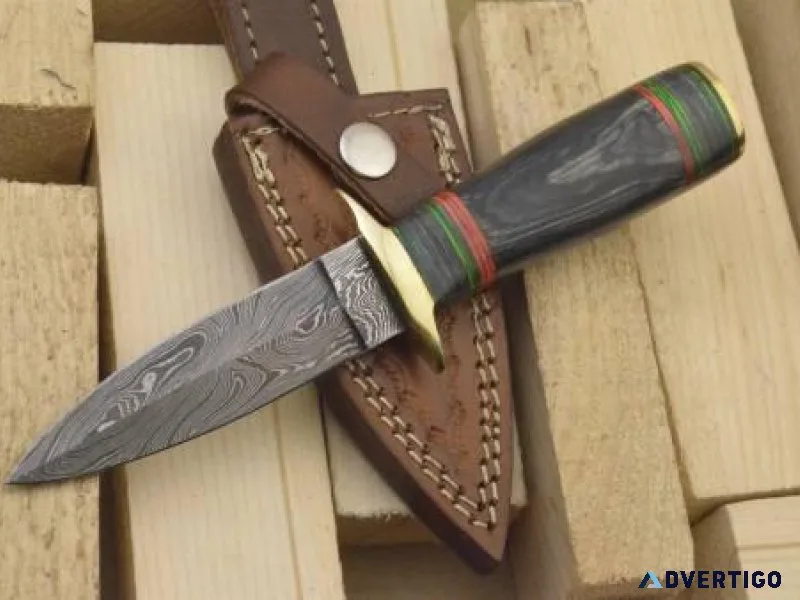 CUSTOM MADE DAMASCUS BOOT DAGGER KNIFE