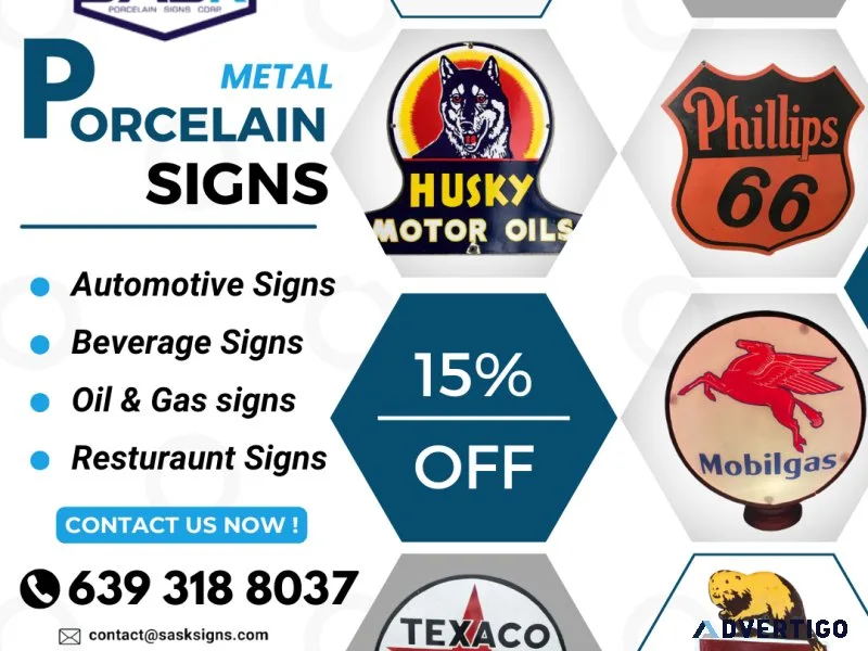 Porcelain Store signs for sale in Saskatoon Canada