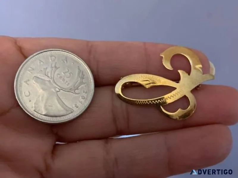 18K Solid Yellow Gold Pin or Brooch with Elegant Condition - 250