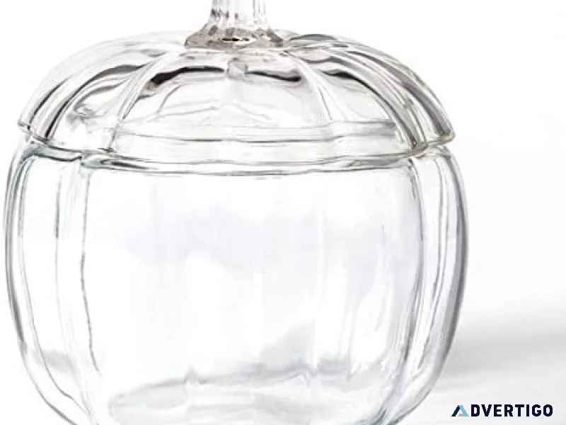 Glass Pumpkin Candy  Cookie Jar