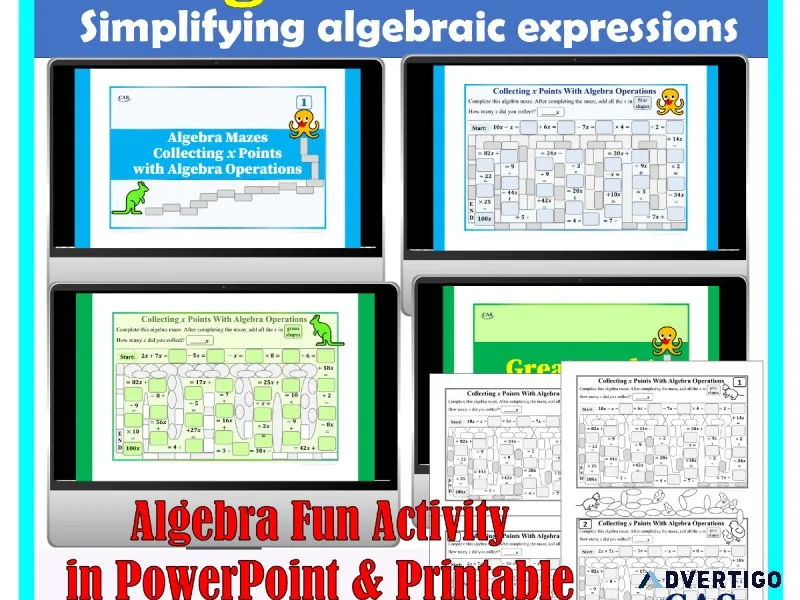 Printable Algebra Mazes - Simplifying Algebraic Expressions