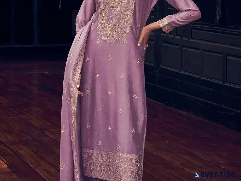 Buy Lilac Silk Embroidered Kurta Set Online  Like A Diva
