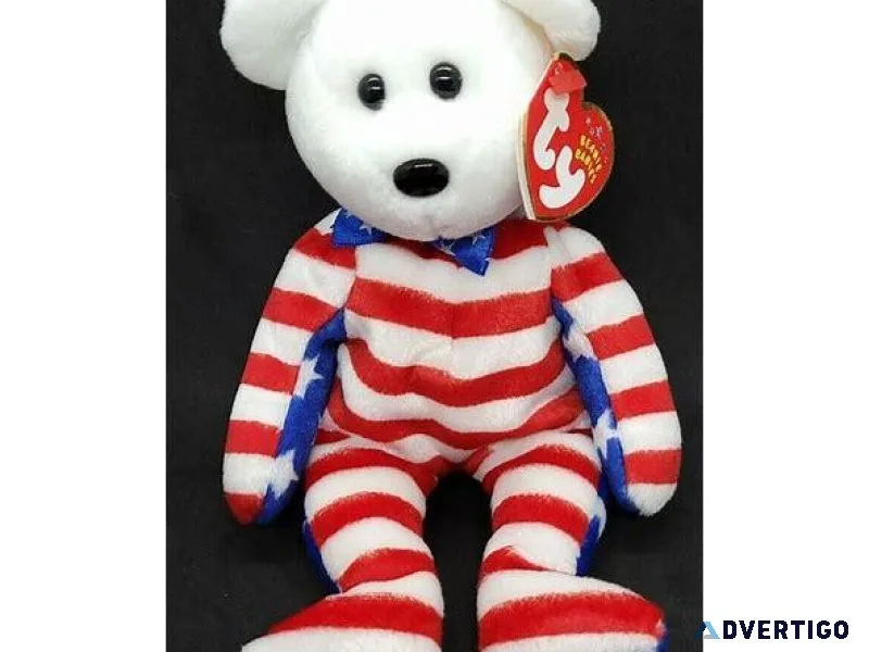 Ty Beanie Babies Liberty the white faced USA bear MWMT