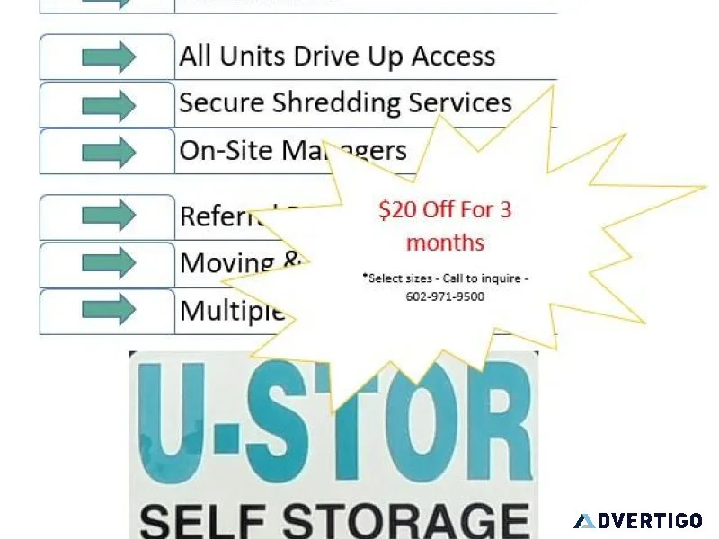 U-STOR SELF STORAGE  Out our 5x10 special