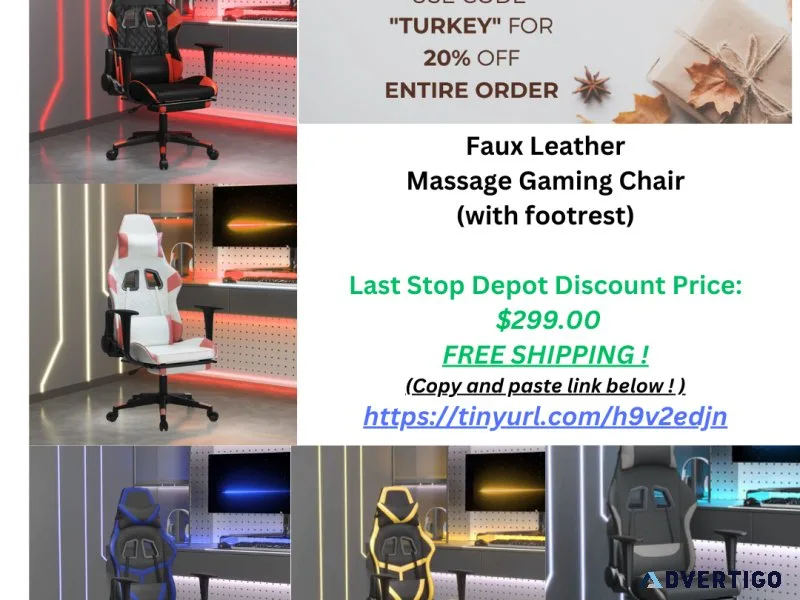 Faux Leather Massaging Gaming Chair