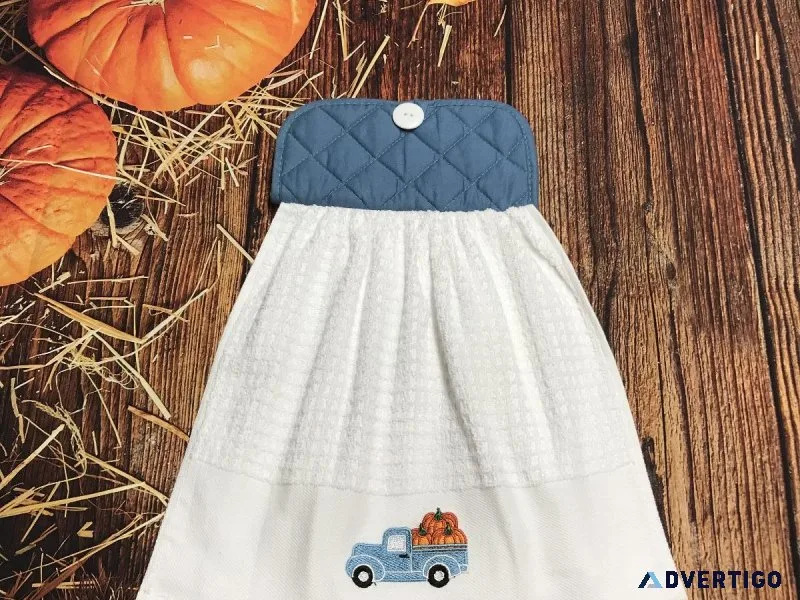 Blue Truck With Pumpkins Fall Kitchen Decor