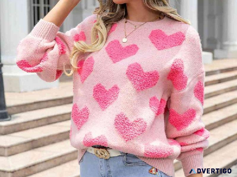 Sweater with Heart Pattern