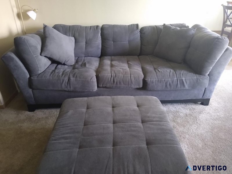 Gray Couch and Ottoman