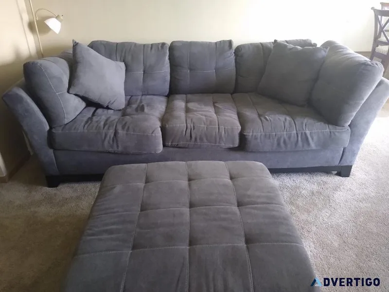 Gray Couch and Ottoman