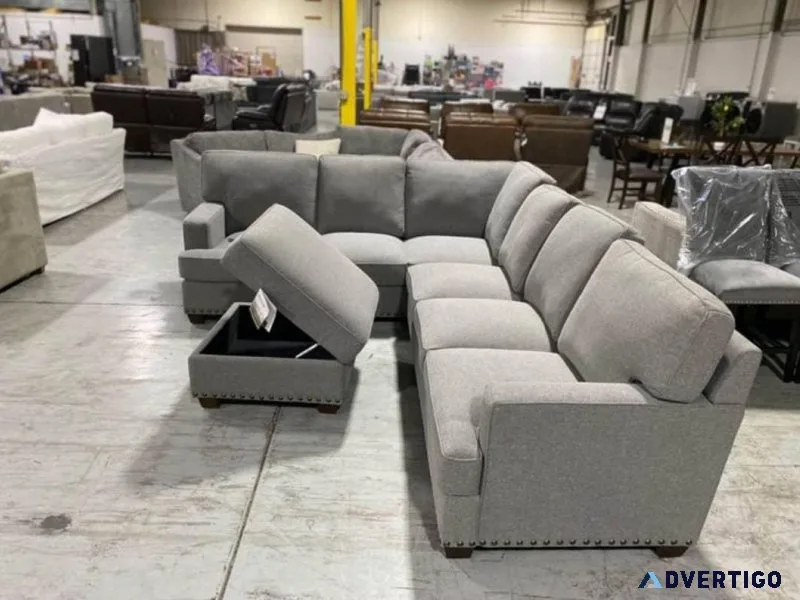 fabric sectional with ottoman storage