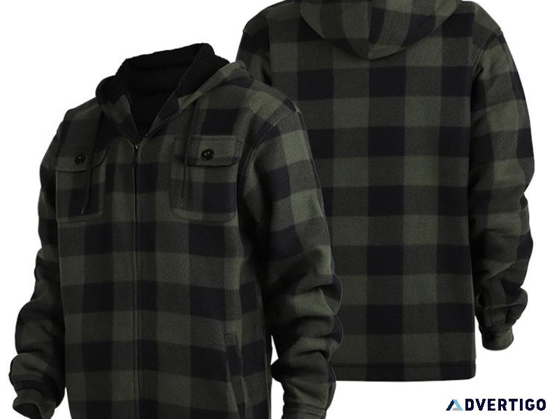 Free Shipping 20% OFF Men s Fleece Lined Plaid Jacket