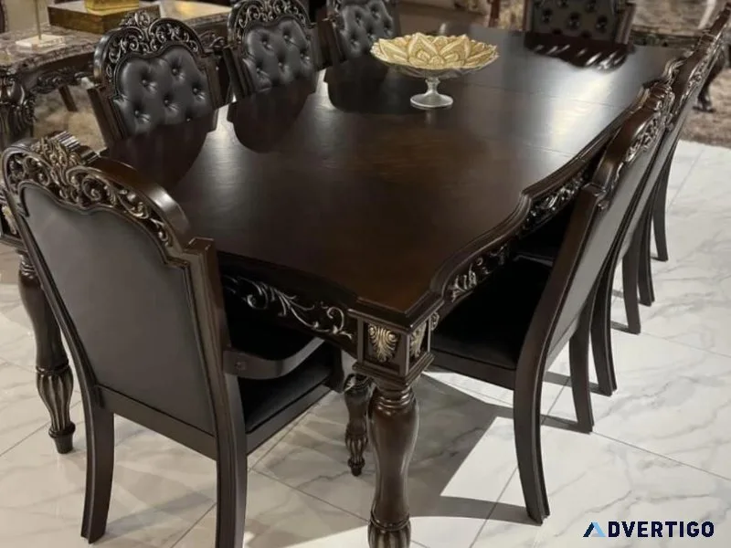 Durable wooden Dinning set with 8 chairs available for sale