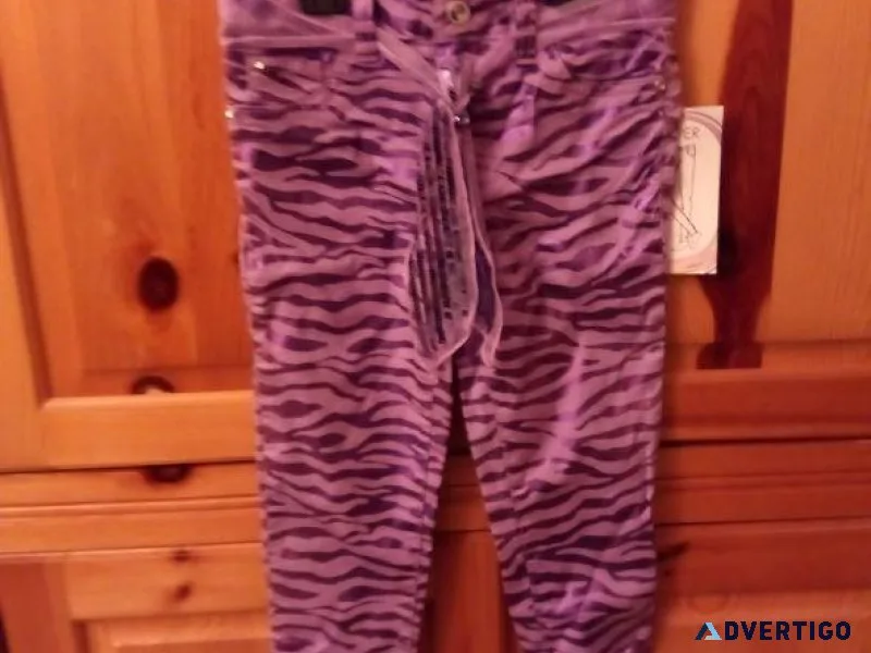 NEW Girl s 6X Purple Stripe Pants wMatching Fabric Belt