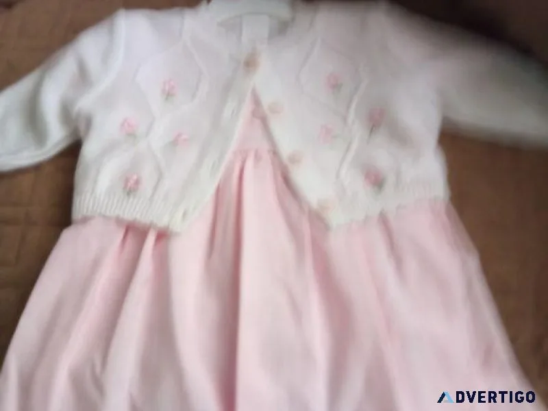 NEW 24-Month Girl s Pink Dress wWhite Flowered Sweater
