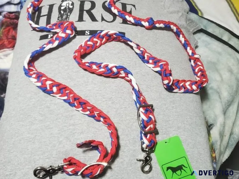 RedWith WhiteWith Blue Horse Reins.