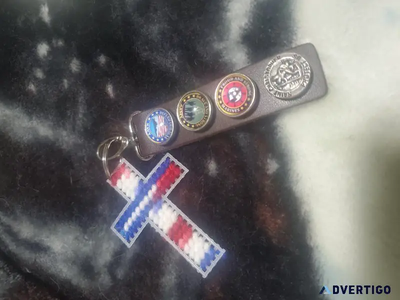 Customized Military Symbol Keychain With Cross.