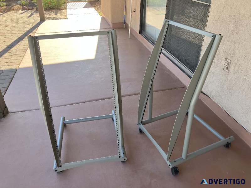 Metal 22 Unit Rolling Equipment Racks (2 Available)