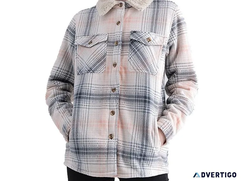 Gift For Her-Women s Fleece Lined Plaid Jacket
