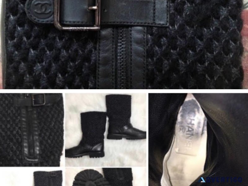 Chanel tweed ankle boots