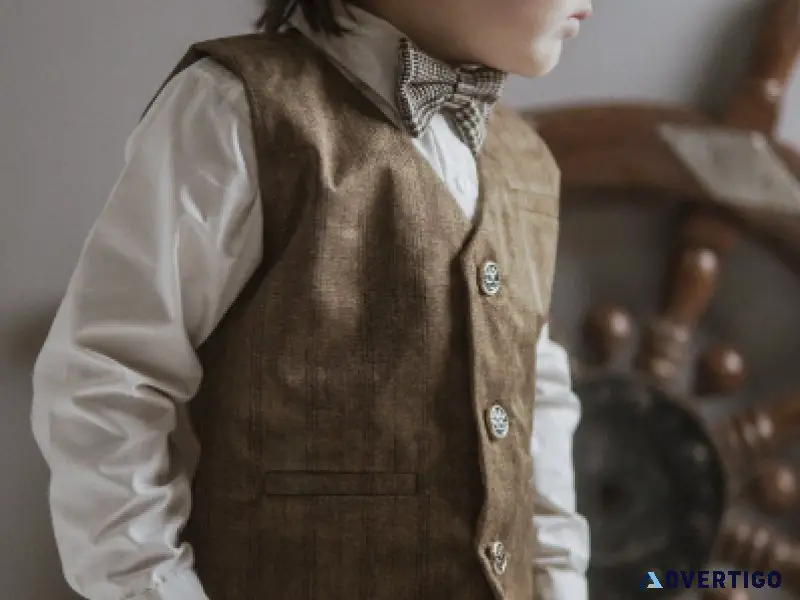 Brown patterned boys suit