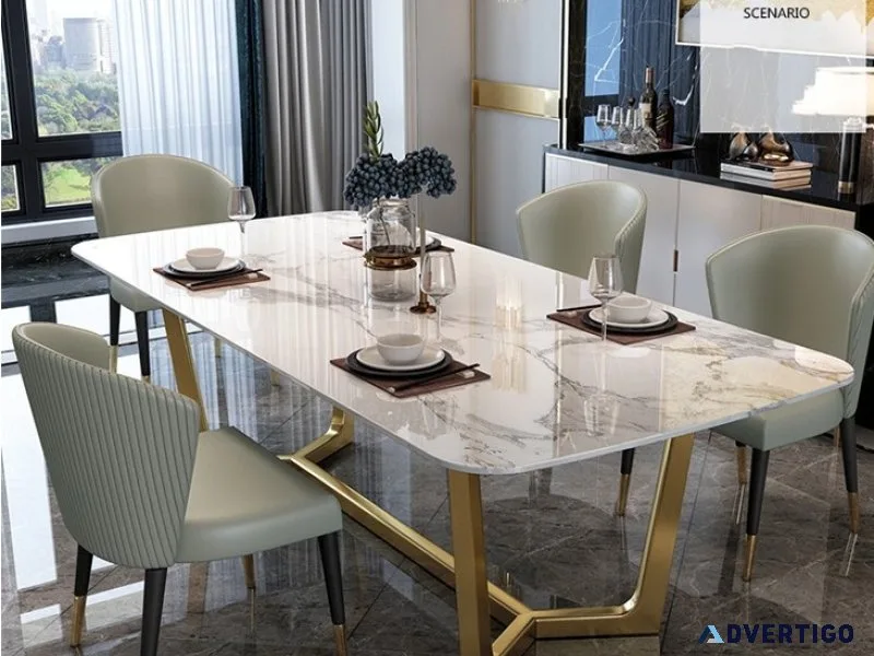 Denver marble dining table with 6 chairs