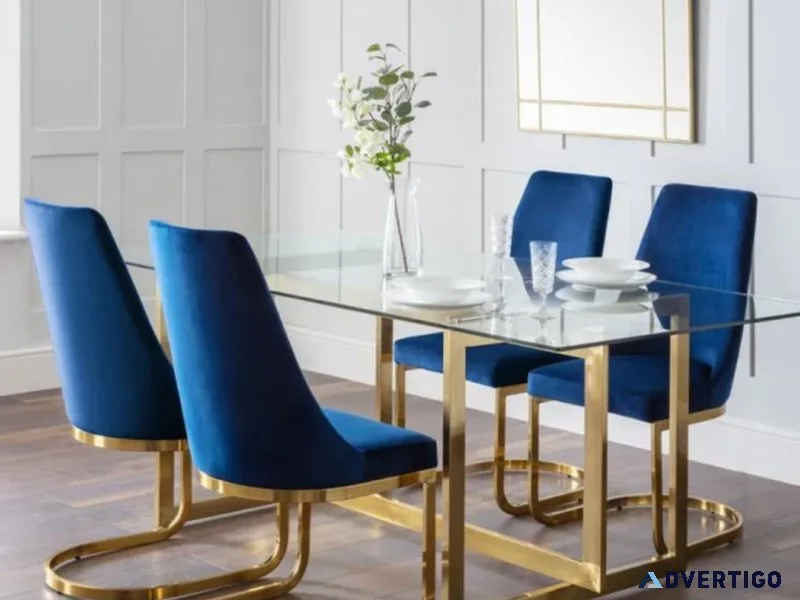 Dave metal blue 4 seater dining set