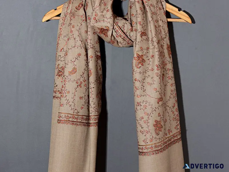 Buy hand embroidered kashmiri pashmina shawl at omvai
