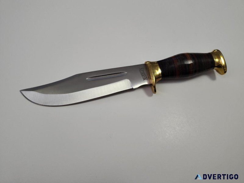 Marbles Stacked Leather Hunter Knife