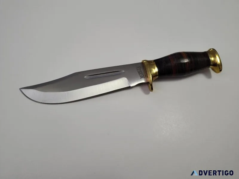 Marbles Stacked Leather Hunter Knife