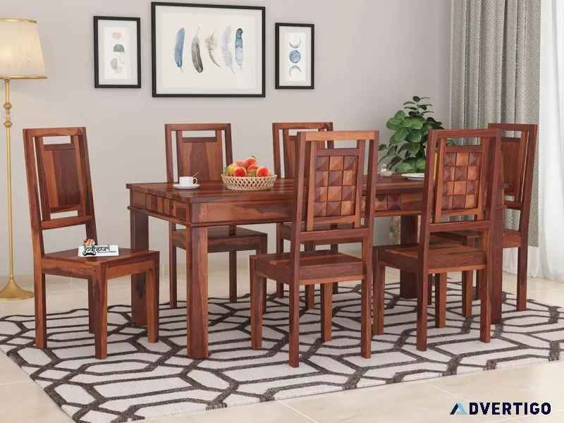 Buy solid wood dining table with bench | jodhpuri furniture