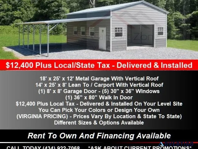 18  x 25  x 12  Garage With Lean To