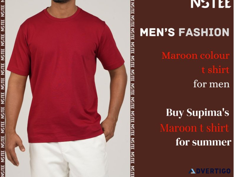 Maroon colour t shirt for men