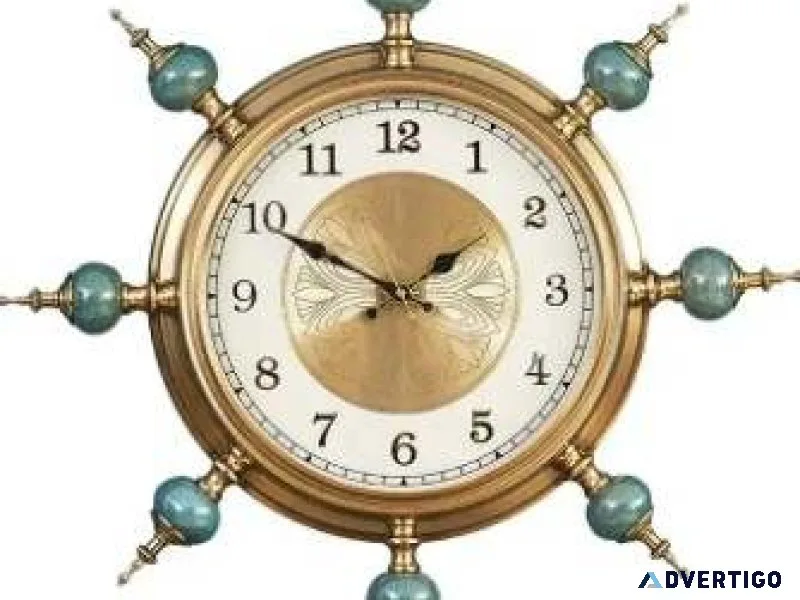 22 luxury unique ship wheel metal silent ticking wall clock