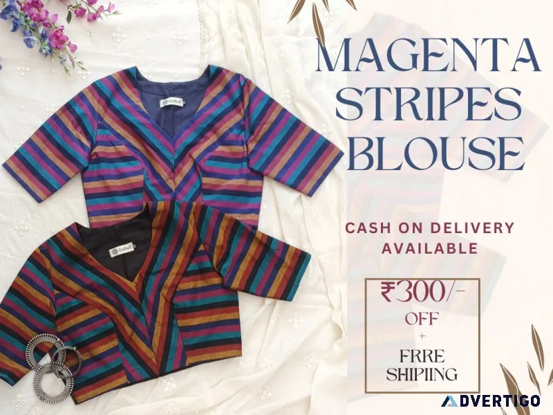 Multicolored striped cotton blouse