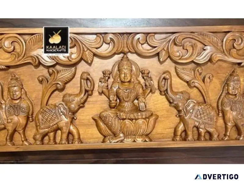Gajalakshmi wood carving for main door