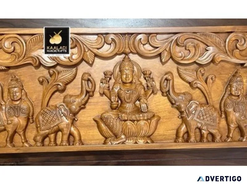 Gajalakshmi wood carving for main door