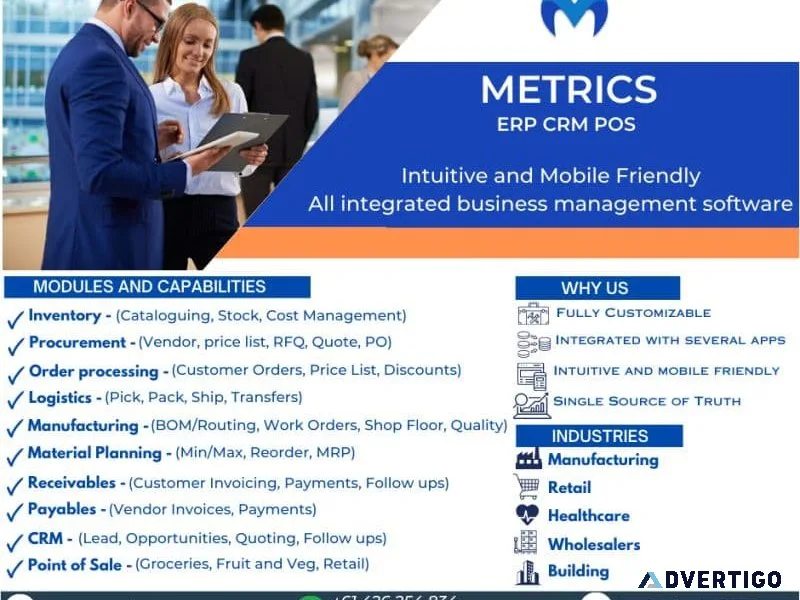 Best erp software in australia, best erp systems, | metricserp