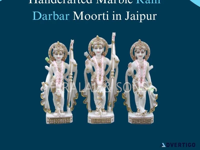 Handcrafted marble ram darbar moorti in jaipur