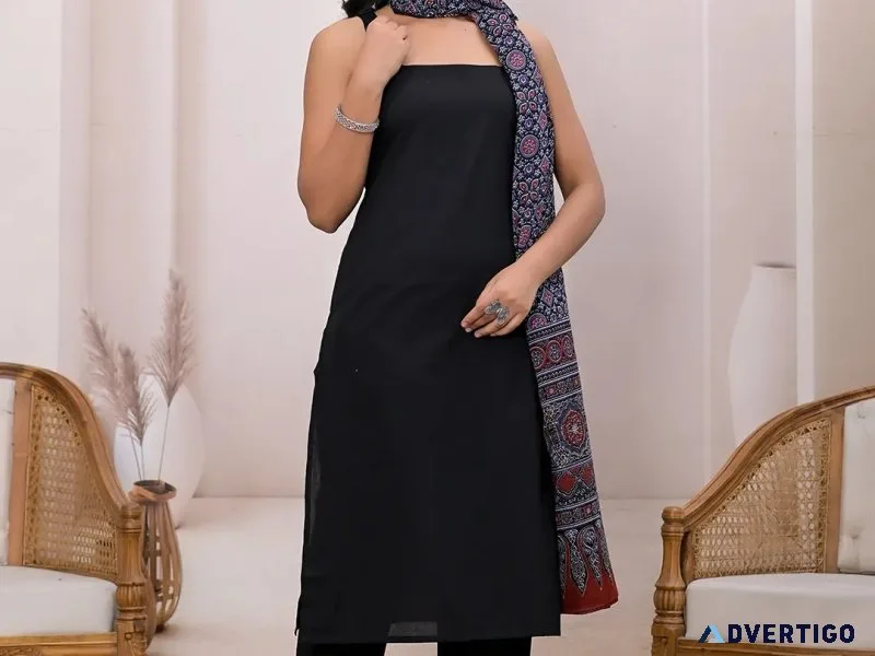 Black pure cotton straight suit set