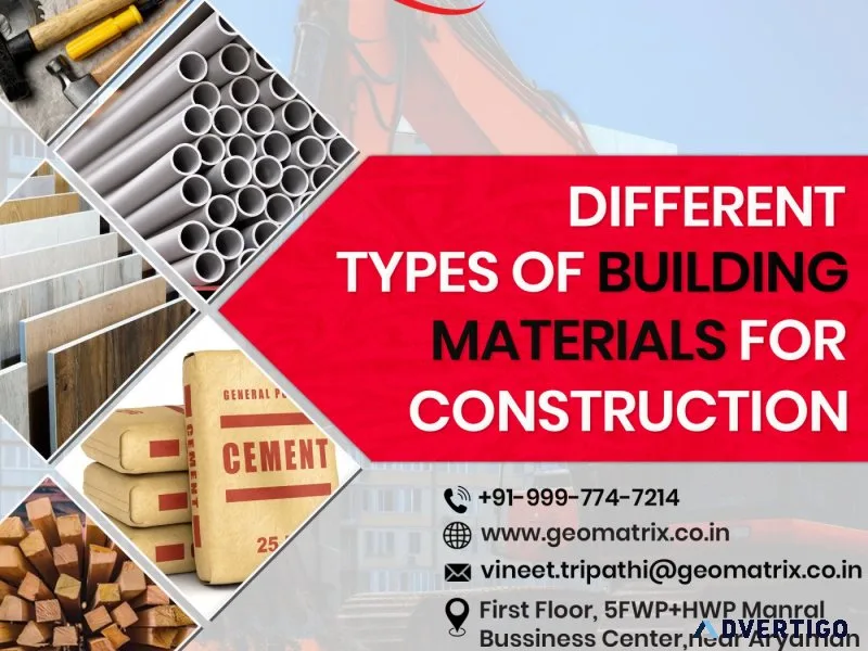 Different types of building materials for construction