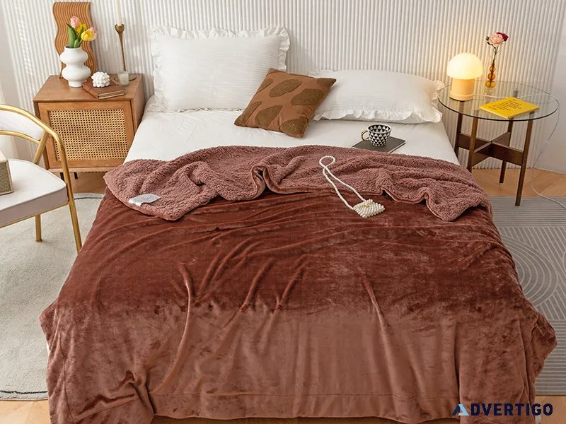 Double-layer milk fleece solid color blanket buy 1 get 1 free