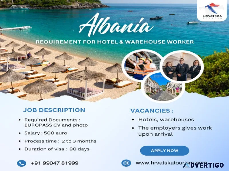 Jobs in albania: apply for hotel & warehouse roles