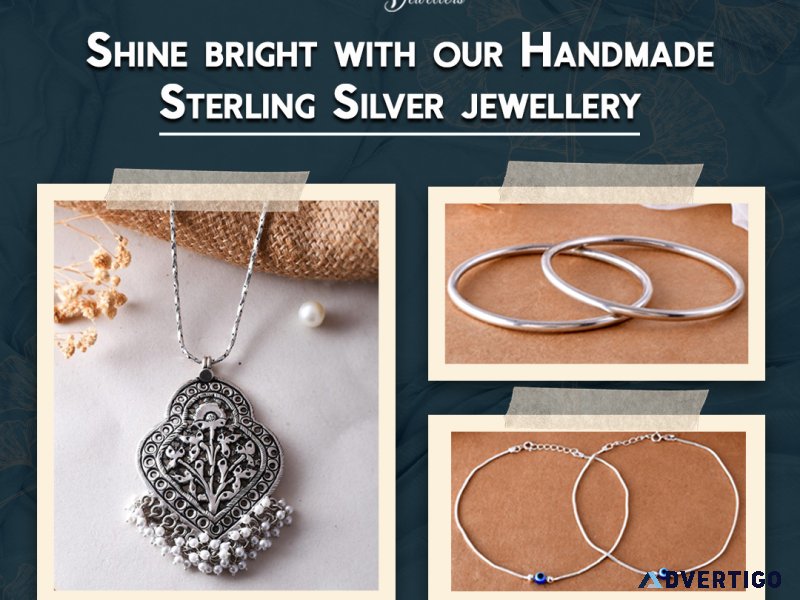 Buy designer handmade silver jewellery online for women