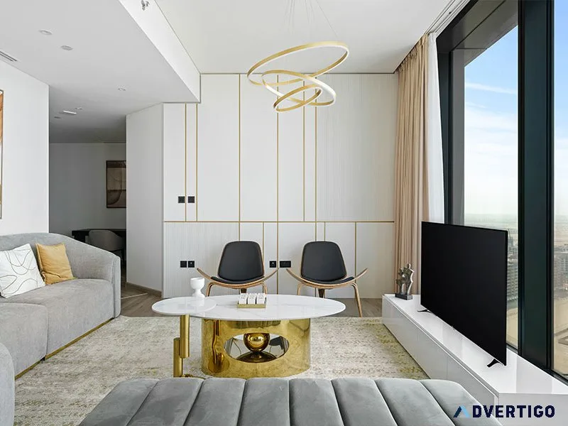Stylish living room interior design services in dubai