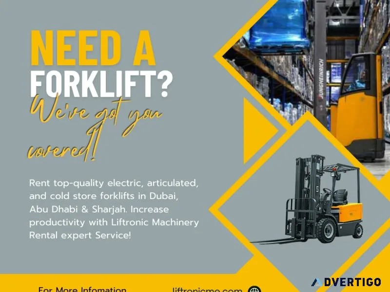 Articulated forklift rental service in dubai, uae
