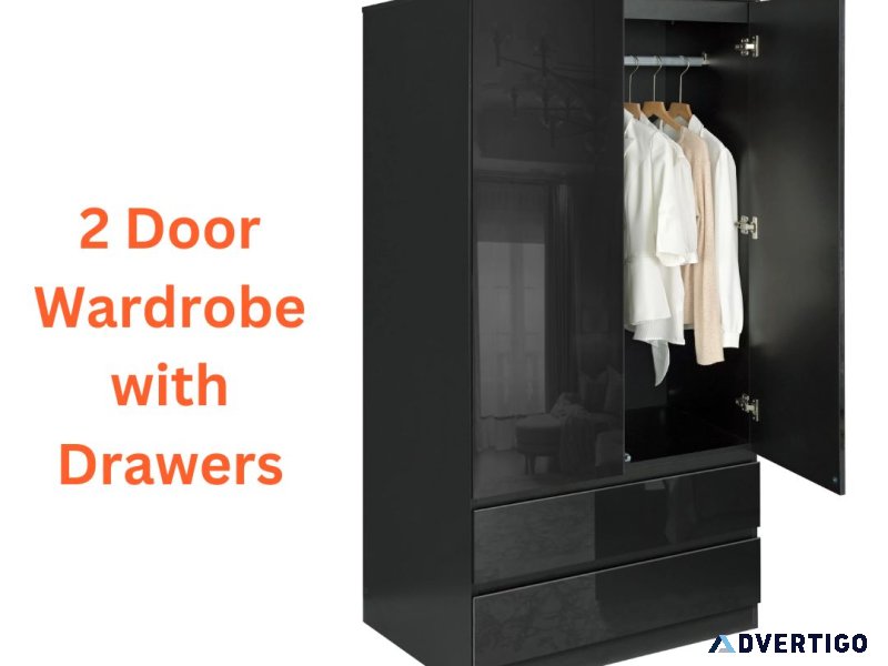 Stylish 2 door wardrobe with drawers – shop at dream home store